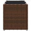 2 db barna polyrattan kerti ültetőláda 3 cseréppel 105x30x32cm