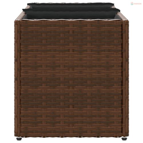 2 db barna polyrattan kerti ültetőláda 3 cseréppel 105x30x32cm