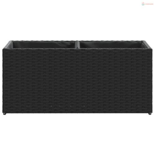 2 db fekete polyrattan kerti ültetőláda 2 cseréppel 72x30x32 cm
