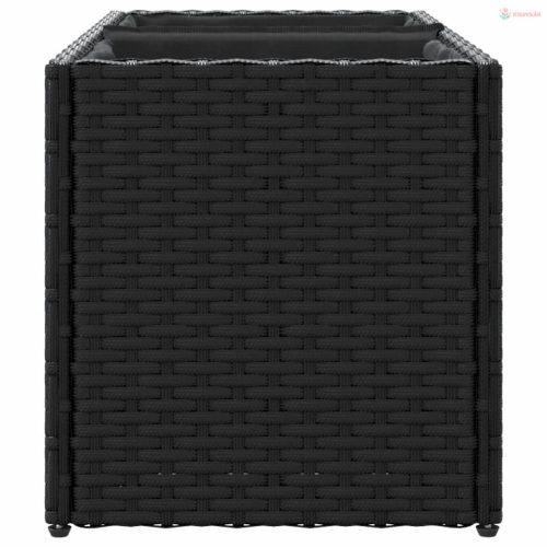 2 db fekete polyrattan kerti ültetőláda 2 cseréppel 72x30x32 cm