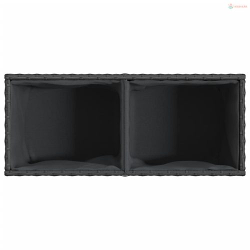 2 db fekete polyrattan kerti ültetőláda 2 cseréppel 72x30x32 cm