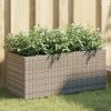 2 db szürke polyrattan kerti ültetőláda 2 cseréppel 72x30x32 cm