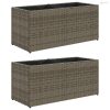 2 db szürke polyrattan kerti ültetőláda 2 cseréppel 72x30x32 cm