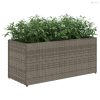 2 db szürke polyrattan kerti ültetőláda 2 cseréppel 72x30x32 cm