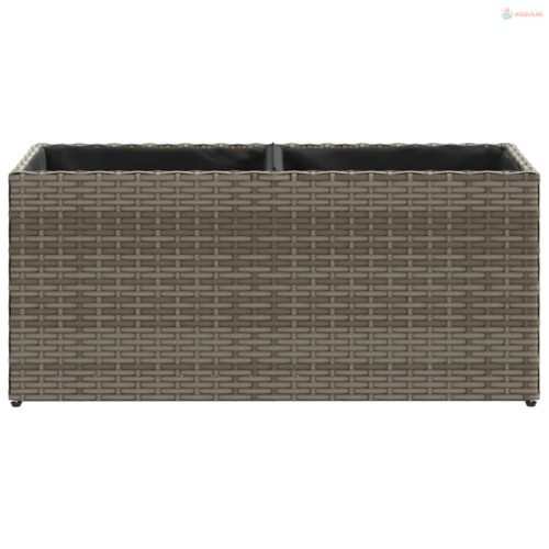 2 db szürke polyrattan kerti ültetőláda 2 cseréppel 72x30x32 cm