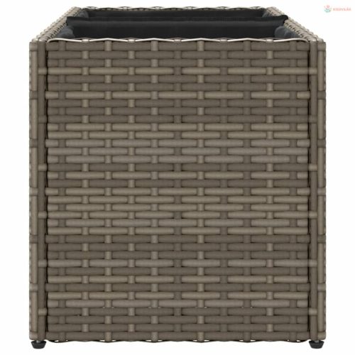 2 db szürke polyrattan kerti ültetőláda 2 cseréppel 72x30x32 cm