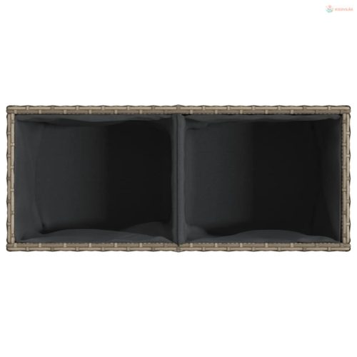 2 db szürke polyrattan kerti ültetőláda 2 cseréppel 72x30x32 cm