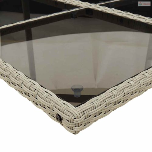 15 részes szürke polyrattan kerti étkezőgarnitúra párnákkal