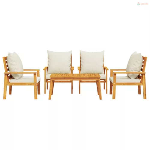5 részes tömör akácfa kerti ülőgarnitúra párnákkal