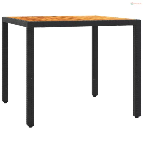 3 részes fekete polyrattan kerti étkezőgarnitúra párnákkal