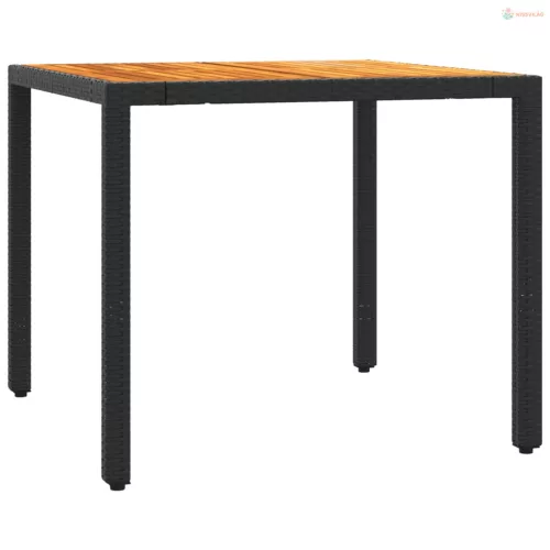 3 részes fekete polyrattan kerti étkezőgarnitúra párnákkal