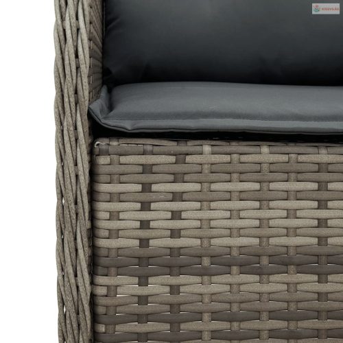 9 részes szürke polyrattan kerti étkezőgarnitúra párnával