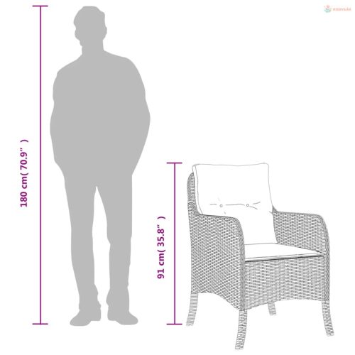 9 részes szürke polyrattan kerti étkezőgarnitúra párnával