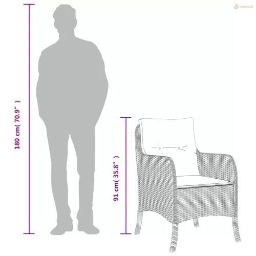 5 részes barna polyrattan kerti étkezőgarnitúra párnákkal