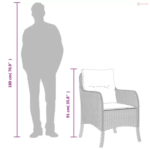 9 részes barna polyrattan kerti étkezőgarnitúra párnákkal