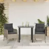 3részes világosszürke polyrattan kerti étkezőgarnitúra párnával