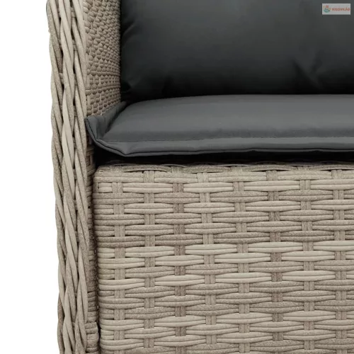 3részes világosszürke polyrattan kerti étkezőgarnitúra párnával