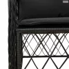 7 részes fekete polyrattan kerti étkezőgarnitúra párnával