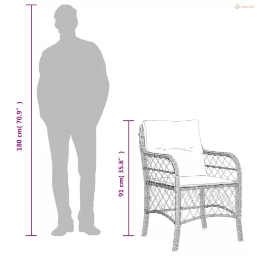 7 részes fekete polyrattan kerti étkezőgarnitúra párnával