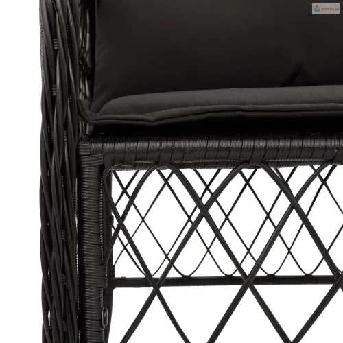 5 részes fekete polyrattan kerti étkezőgarnitúra párnákkal