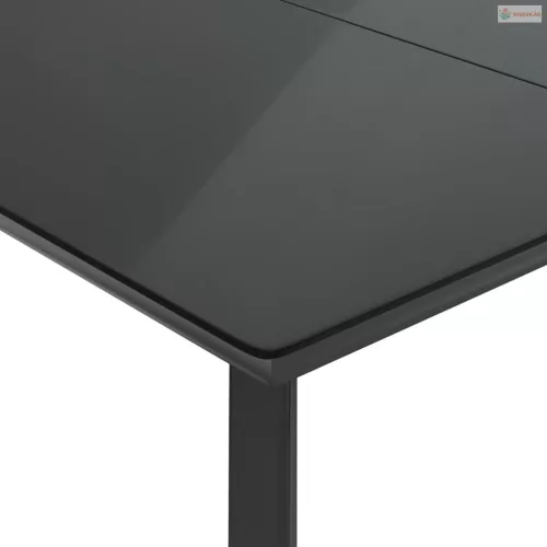 5 részes fekete polyrattan kerti étkezőgarnitúra párnákkal