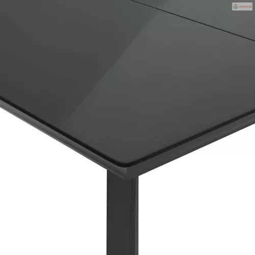 9 részes fekete polyrattan kerti étkezőgarnitúra párnákkal