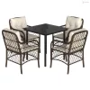 5 részes barna polyrattan kerti étkezőgarnitúra párnákkal