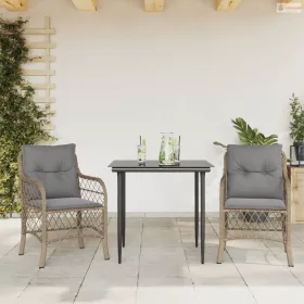   3 részes vegyes bézs polyrattan bisztrógarnitúra párnákkal