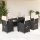 7 részes fekete polyrattan kerti étkezőgarnitúra párnával