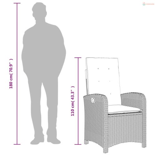 7 részes bézs polyrattan kerti étkezőgarnitúra párnákkal