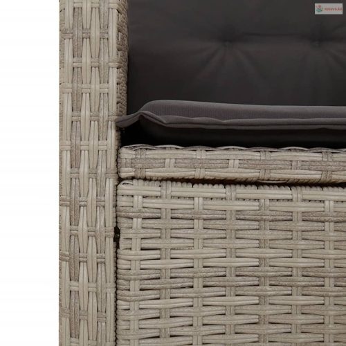 9részes világosszürke polyrattan kerti étkezőgarnitúra párnával