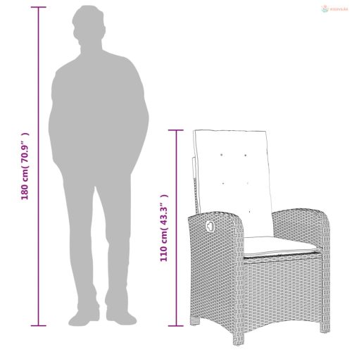 9 részes vegyes bézs polyrattan kerti étkezőgarnitúra párnákkal