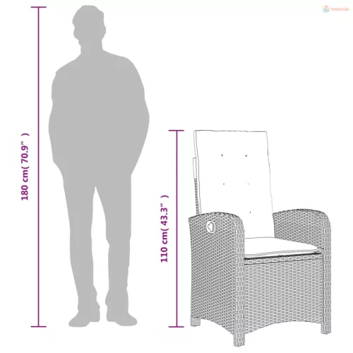 3 részes vegyes bézs polyrattan kerti étkezőgarnitúra párnákkal