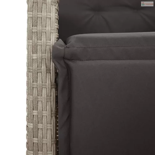 5részes világosszürke polyrattan kerti étkezőgarnitúra párnával