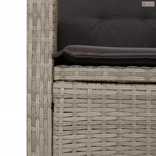 5részes világosszürke polyrattan kerti étkezőgarnitúra párnával