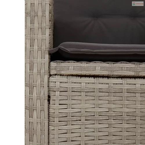 7 részes világosszürke polyrattan kerti étkezőszett párnával