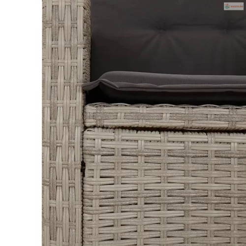 7 részes világosszürke polyrattan kerti étkezőszett párnával