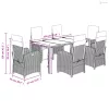 7 részes fekete polyrattan kerti étkezőgarnitúra párnával