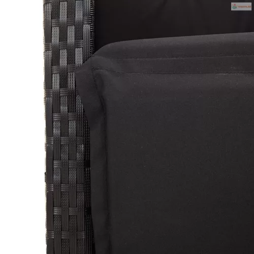 5 részes fekete polyrattan kerti étkezőgarnitúra párnákkal