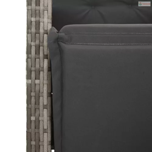 5 részes szürke polyrattan kerti étkezőgarnitúra párnával