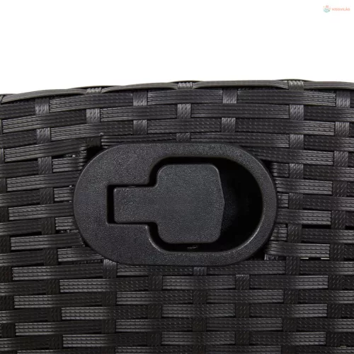 3 részes fekete polyrattan bisztrógarnitúra párnával