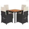5 részes fekete polyrattan kerti étkezőgarnitúra párnákkal