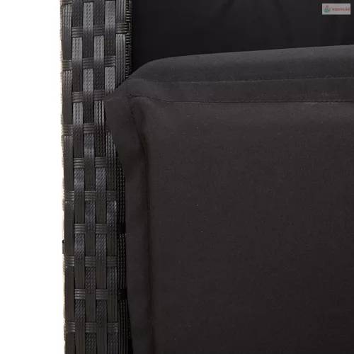 3 részes fekete polyrattan bisztrógarnitúra párnával