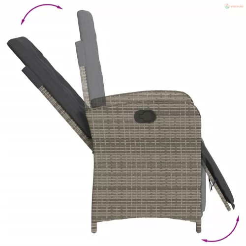 7 részes szürke polyrattan kerti étkezőgarnitúra párnával