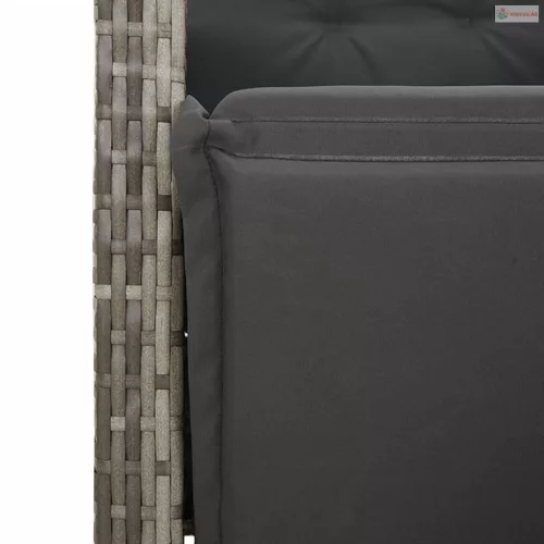 9 részes szürke polyrattan kerti étkezőgarnitúra párnával