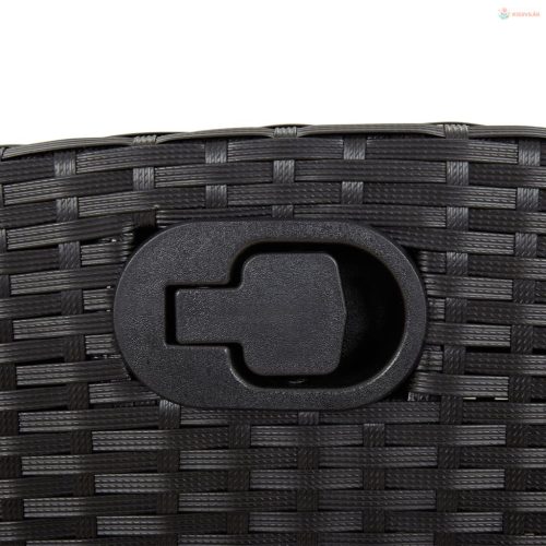 3 részes fekete polyrattan kerti étkezőgarnitúra párnákkal