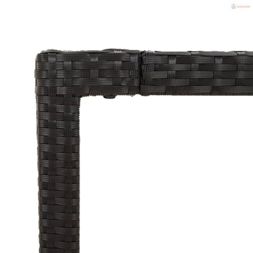 3 részes fekete polyrattan kerti étkezőgarnitúra párnákkal