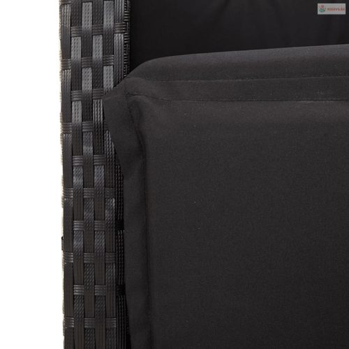 5 részes fekete polyrattan kerti étkezőgarnitúra párnákkal