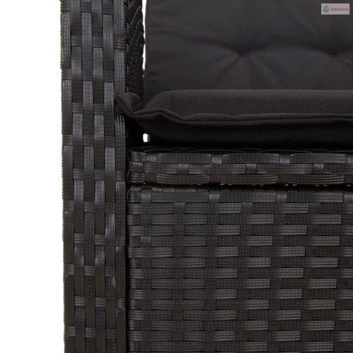 5 részes fekete polyrattan kerti étkezőgarnitúra párnákkal