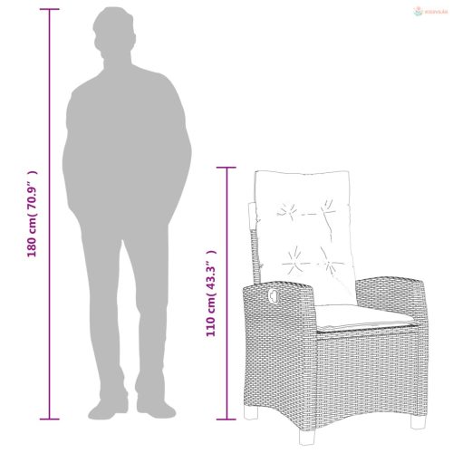 5 részes fekete polyrattan kerti étkezőgarnitúra párnákkal